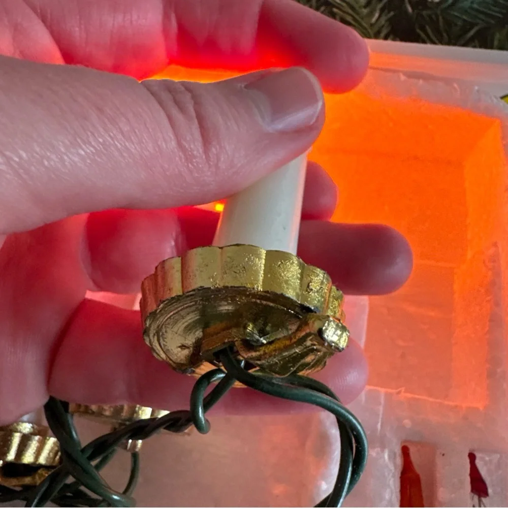 Vintage 10 Clip On Flame Candle Tree Lights Working! Christmas